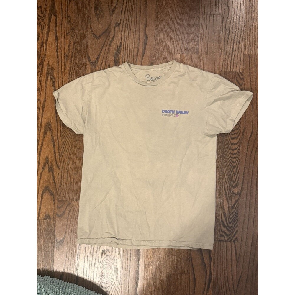 Bowery Death Valley Highway Desert Graphic T-Shirt Men’s Large Beige Cotton Tee